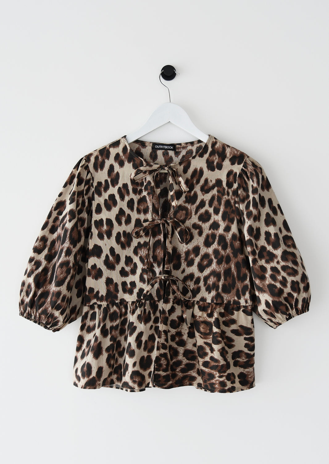 Leopardo blusa con lazadas