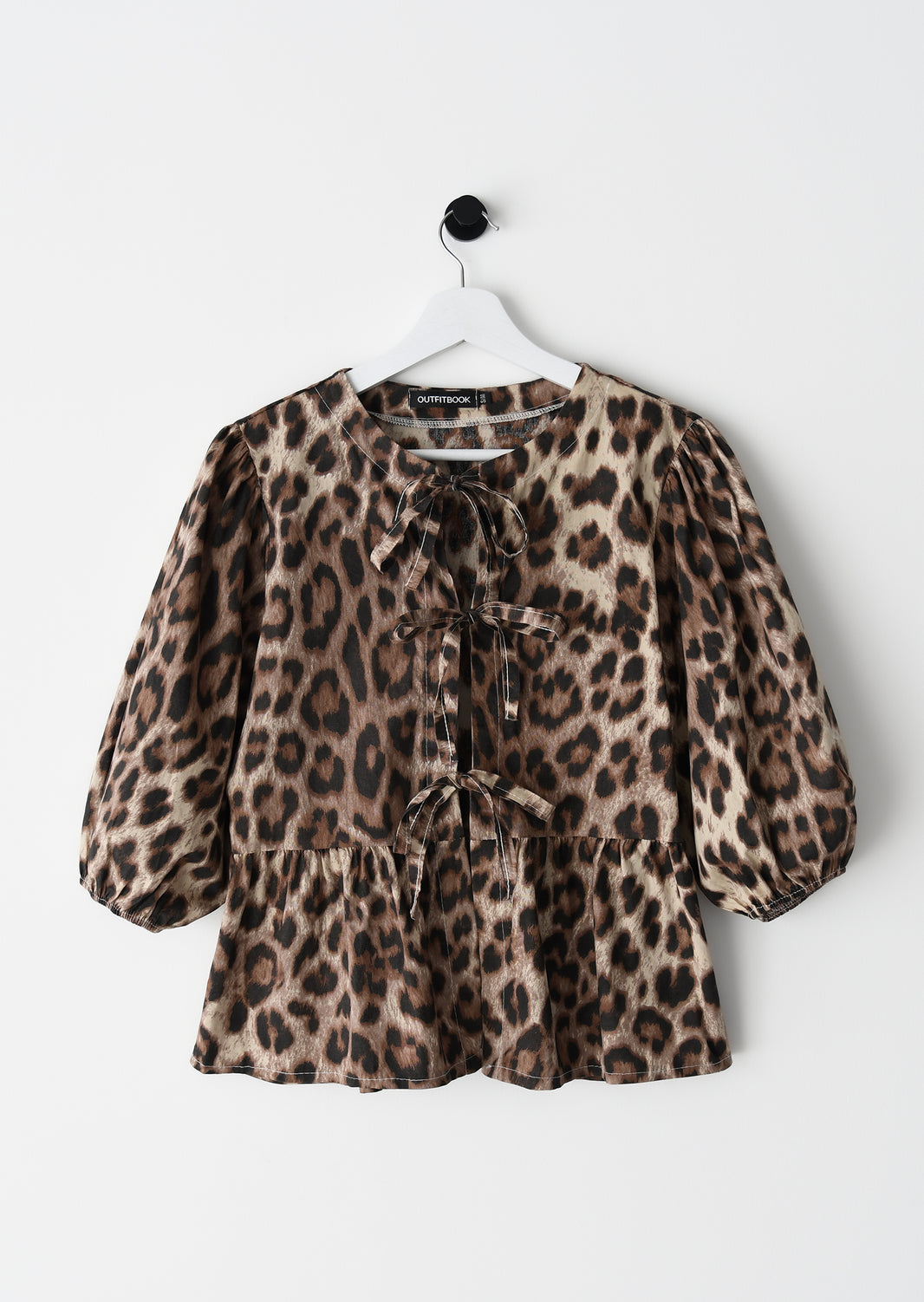 Leopardo blusa con lazadas