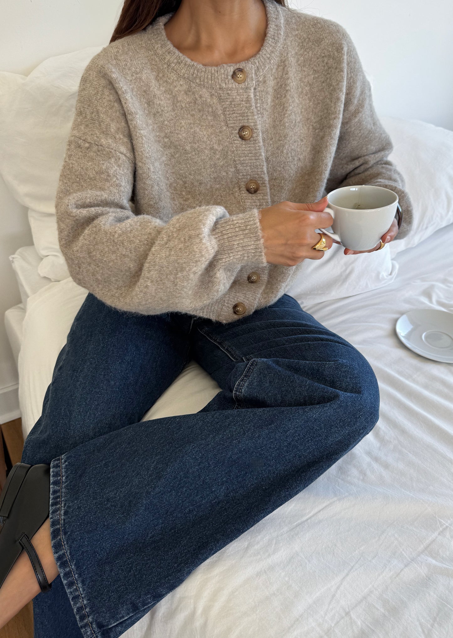 Cardigan à manches bouffantes