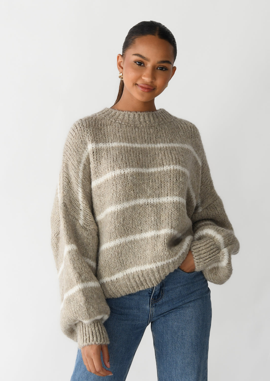 Pull en maille à rayures laine