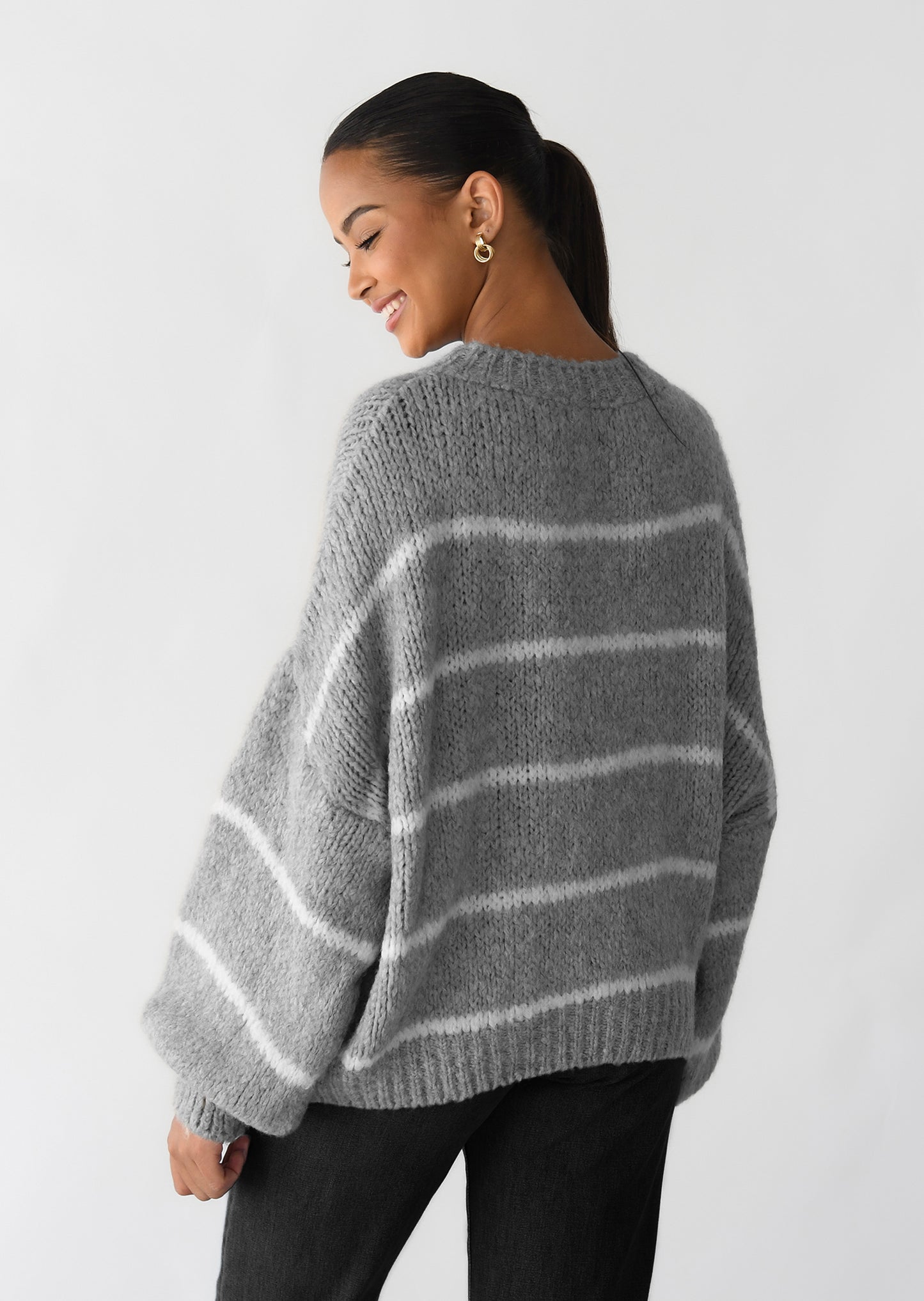 Pull en maille à rayures laine