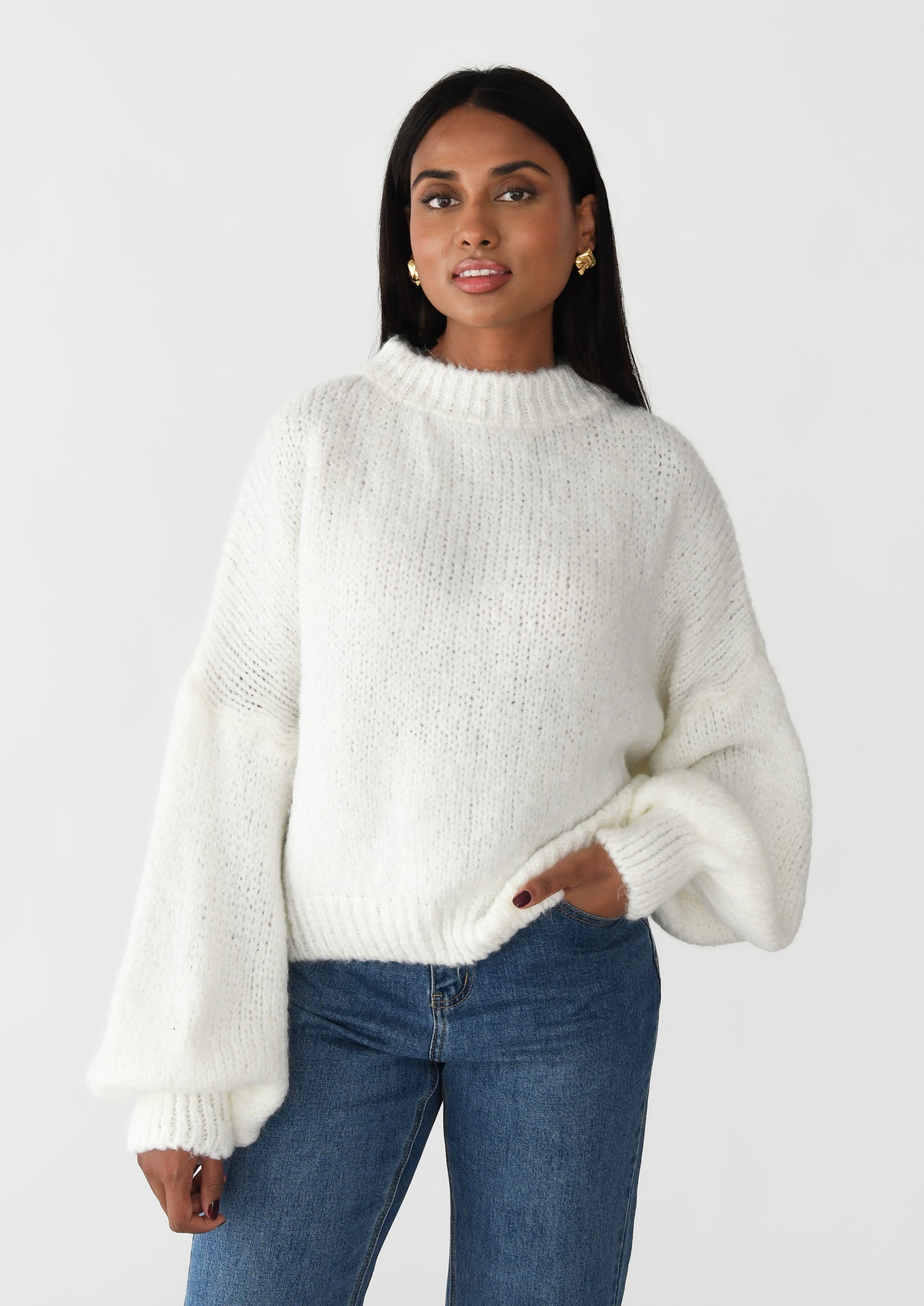 Knit wool-blend sweater 