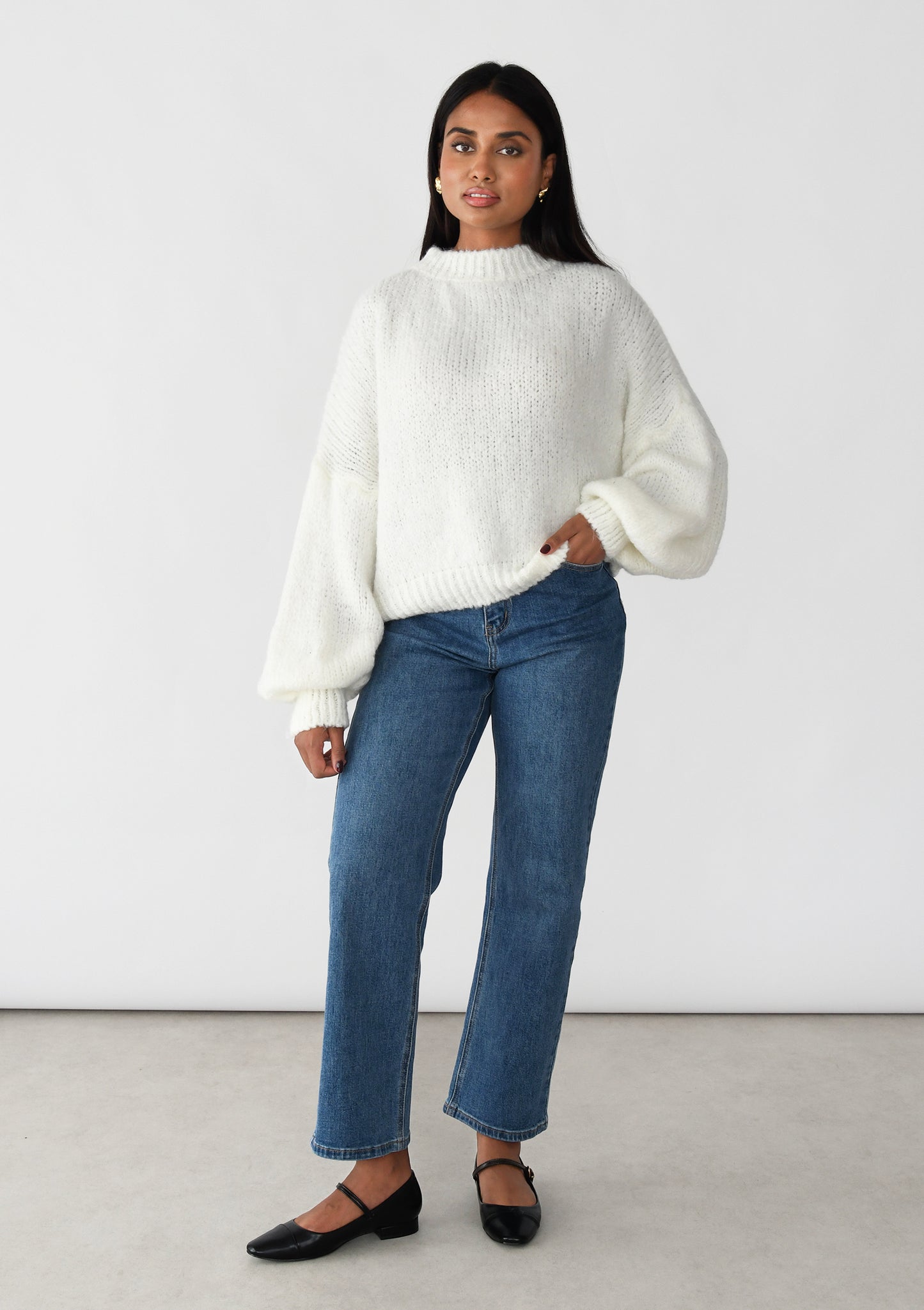 Knit wool-blend sweater 