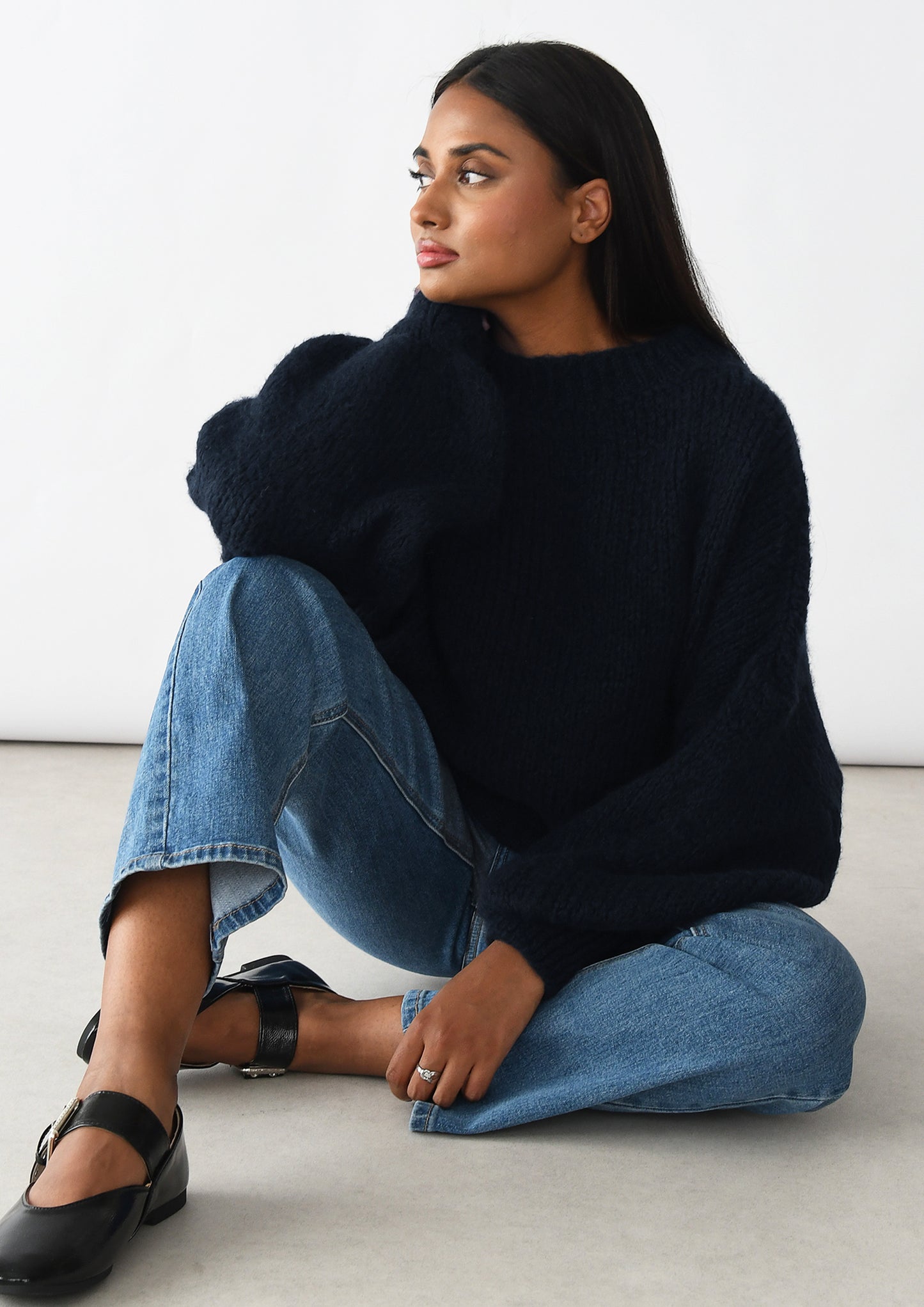 Knit wool-blend sweater 