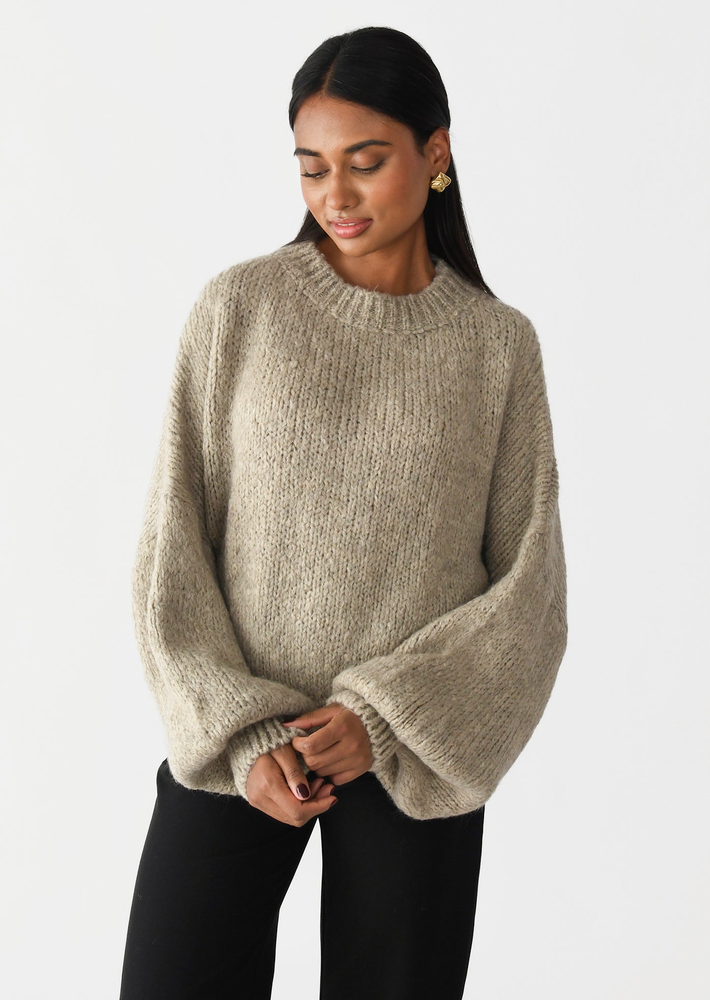 Knit wool-blend sweater 