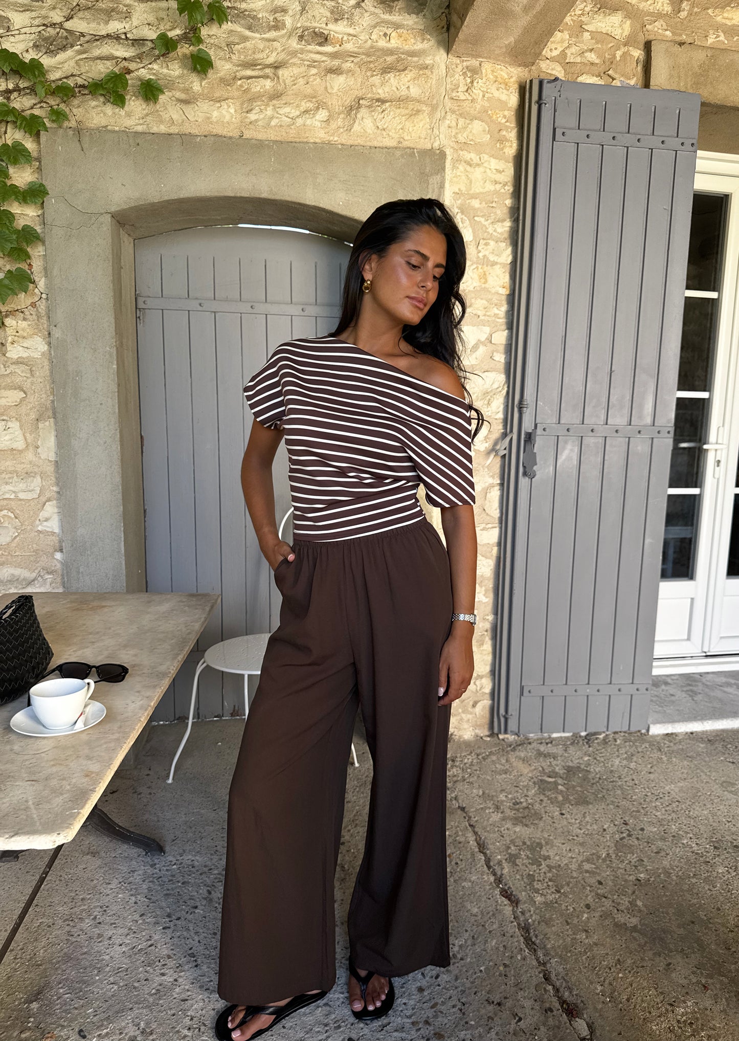 Asymmetrical striped top