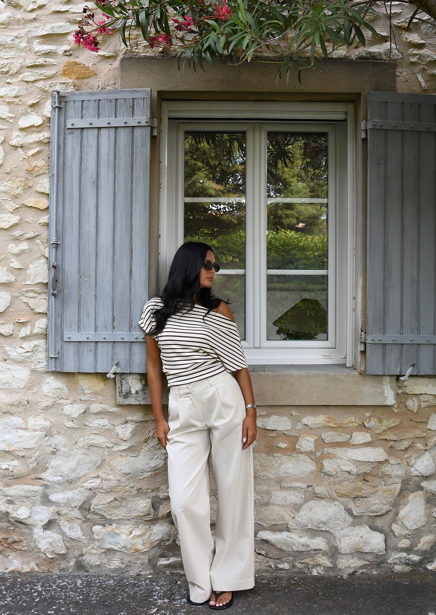 Top asymétrique à rayures