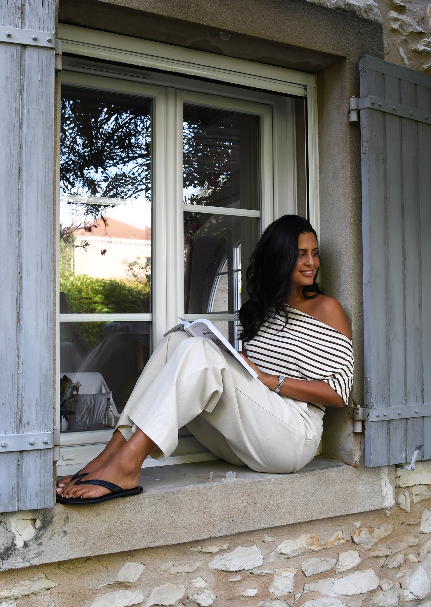 Top asymétrique à rayures