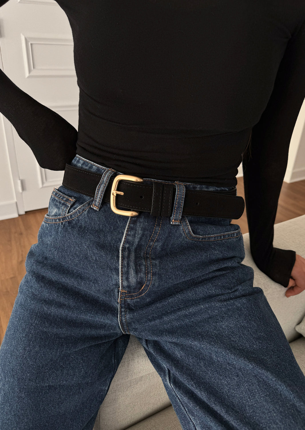 Ceinture boucle carrée en cuir