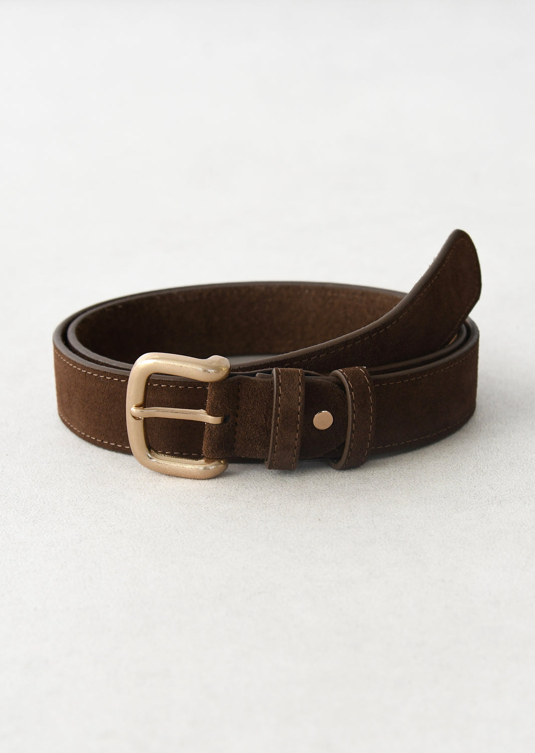 Leather belt with square buckle