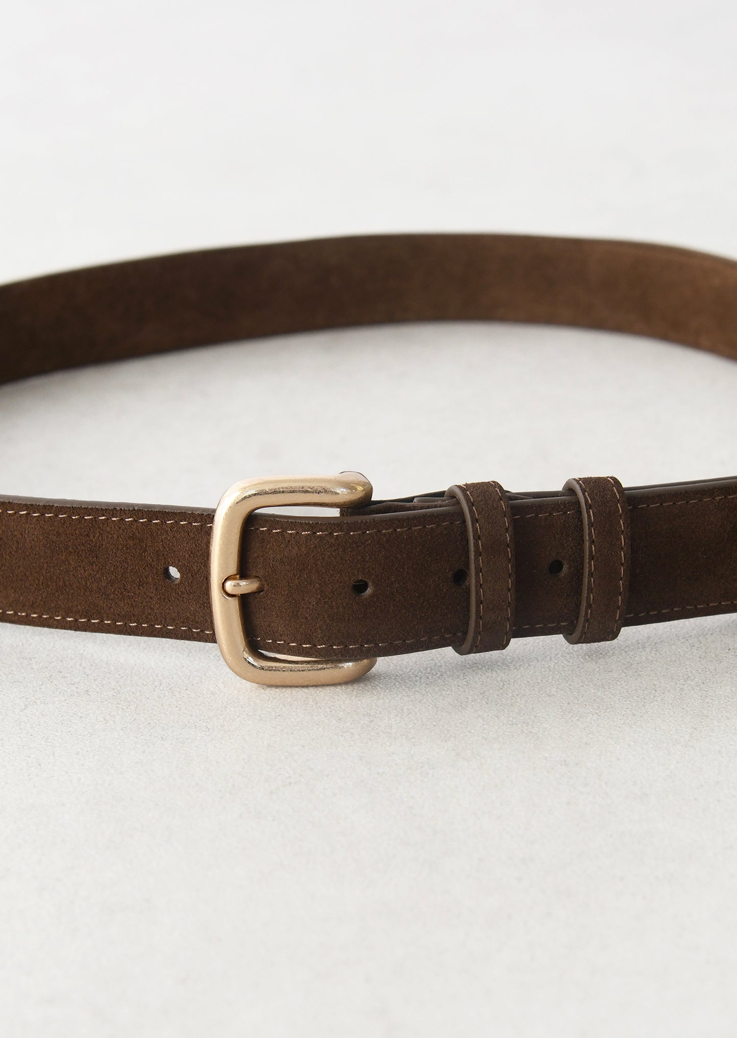 Leather belt with square buckle
