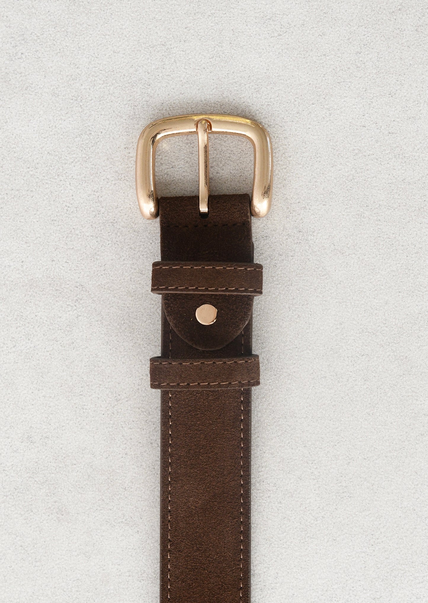 Leather belt with square buckle