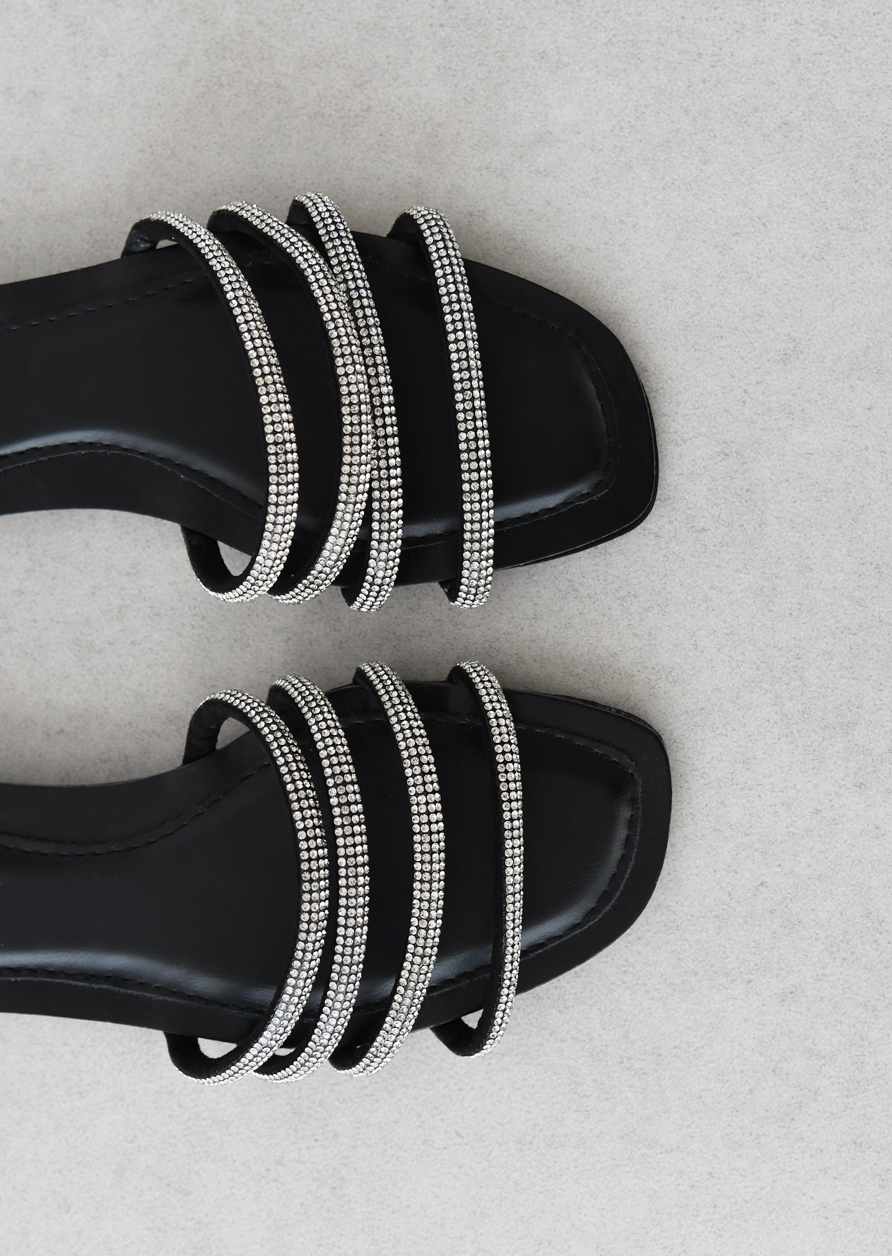 Flat rhinestone sandals – - Main Image