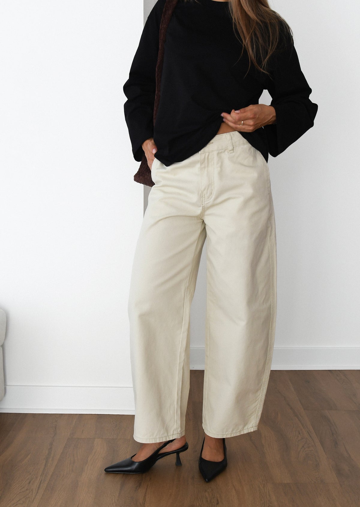 Pantalon barrel en coton