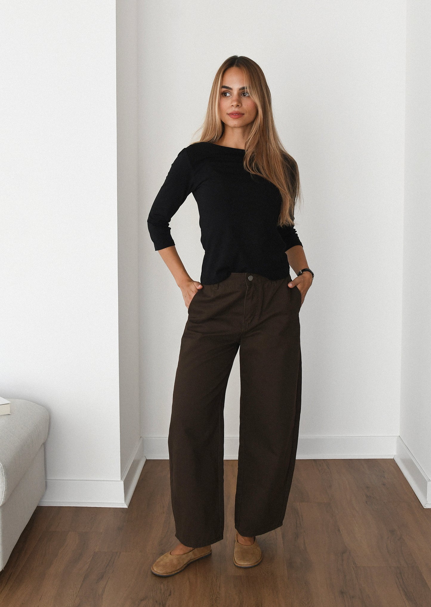 Pantalón barrel de algodón