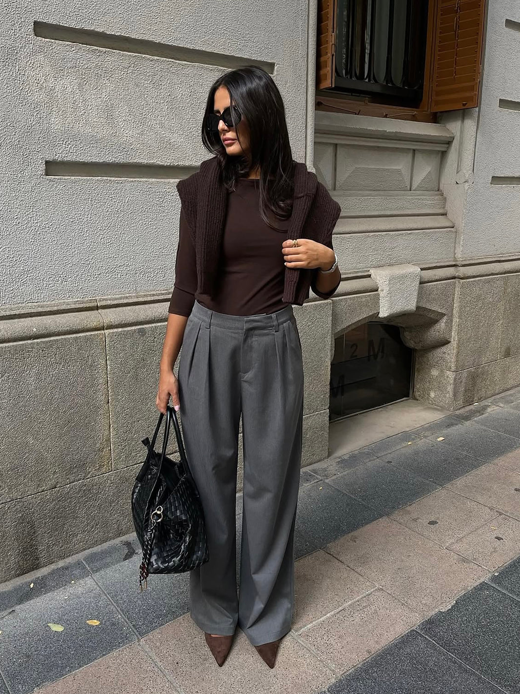 Wideleg pleated pants