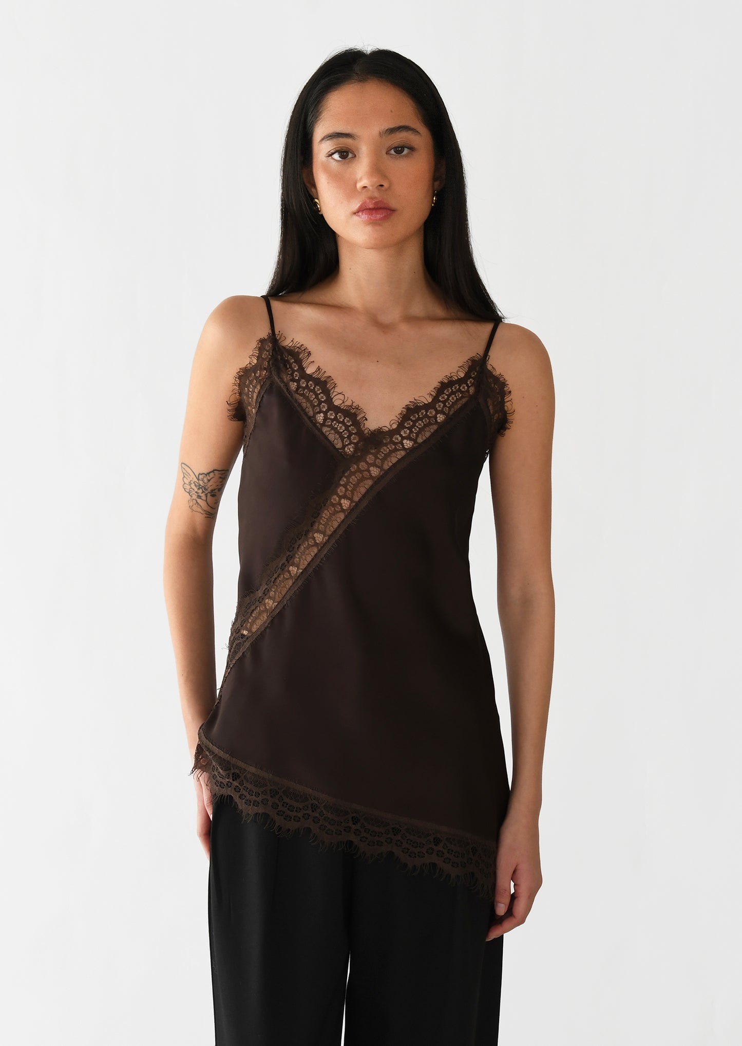 Asymmetrical lace top