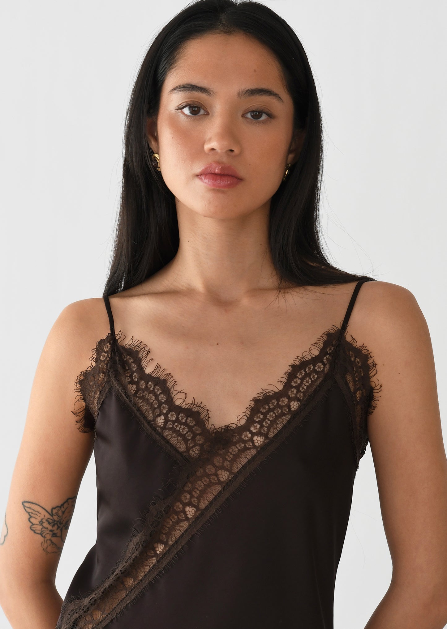 Asymmetrical lace top