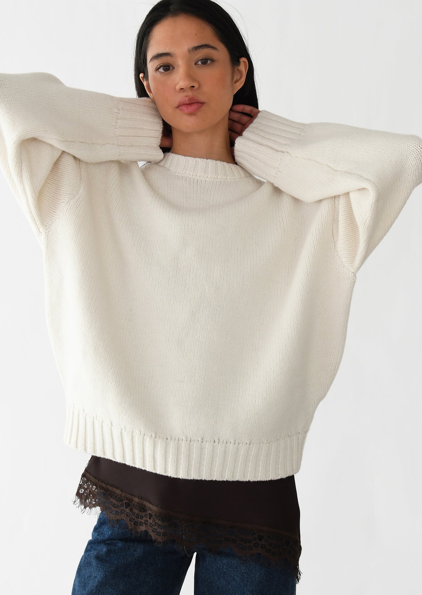 Asymmetrical lace top