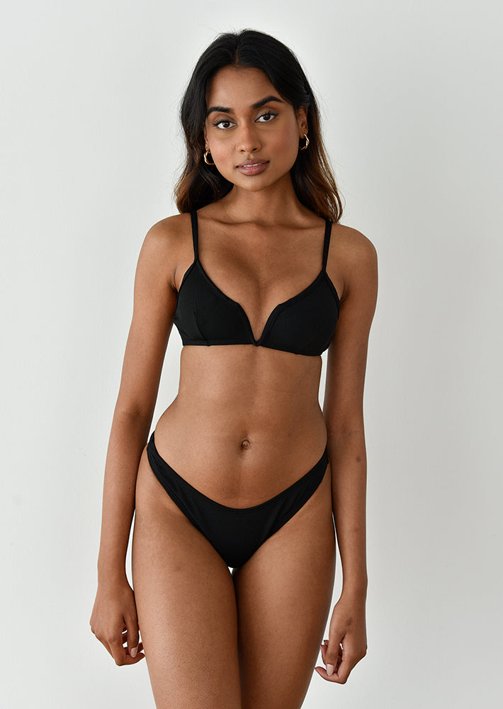 Bas bikini côtelé noir