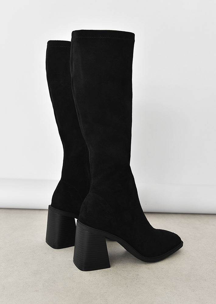 Knee high suede boots