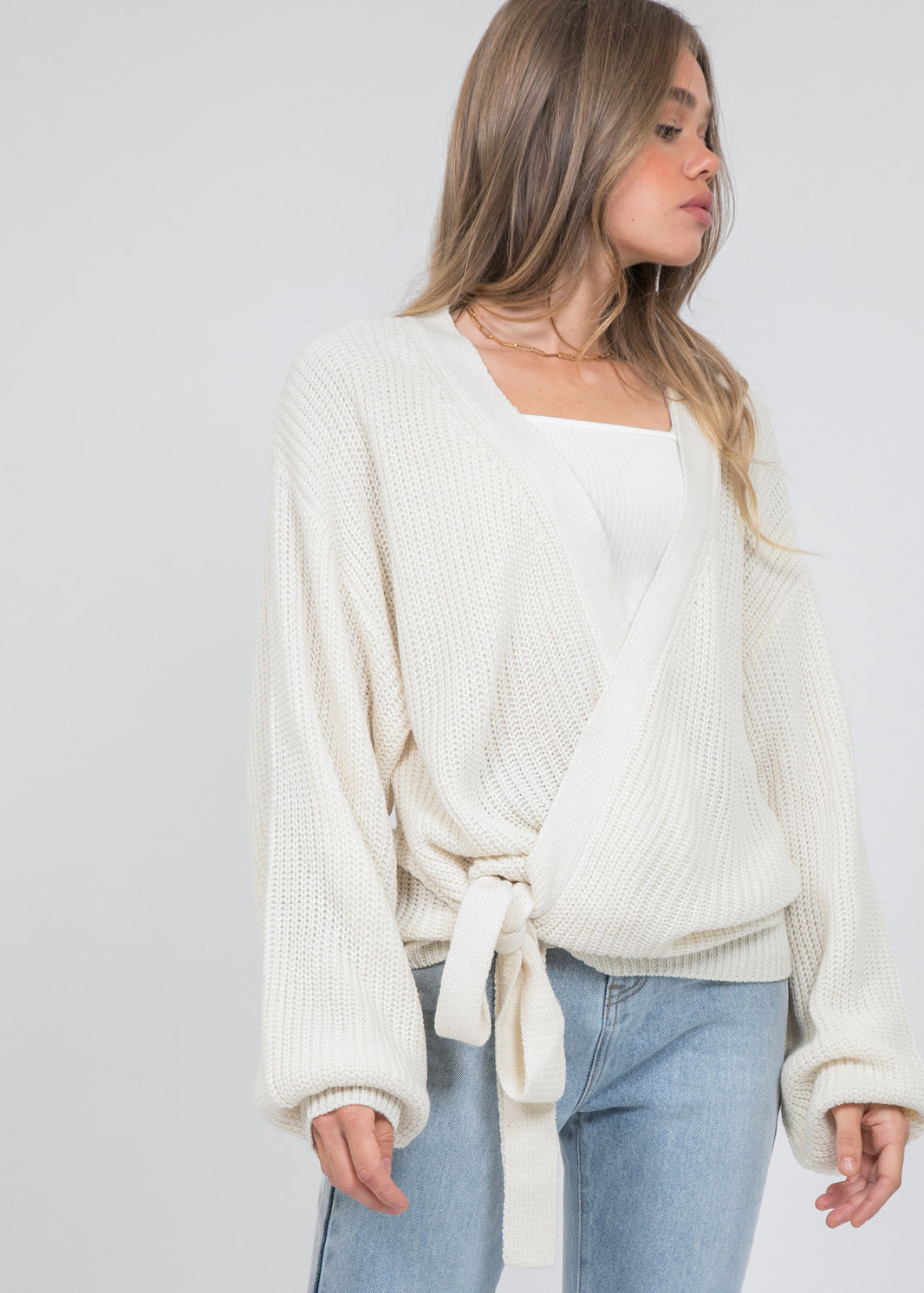 Cárdigan lazo cruzado blanco