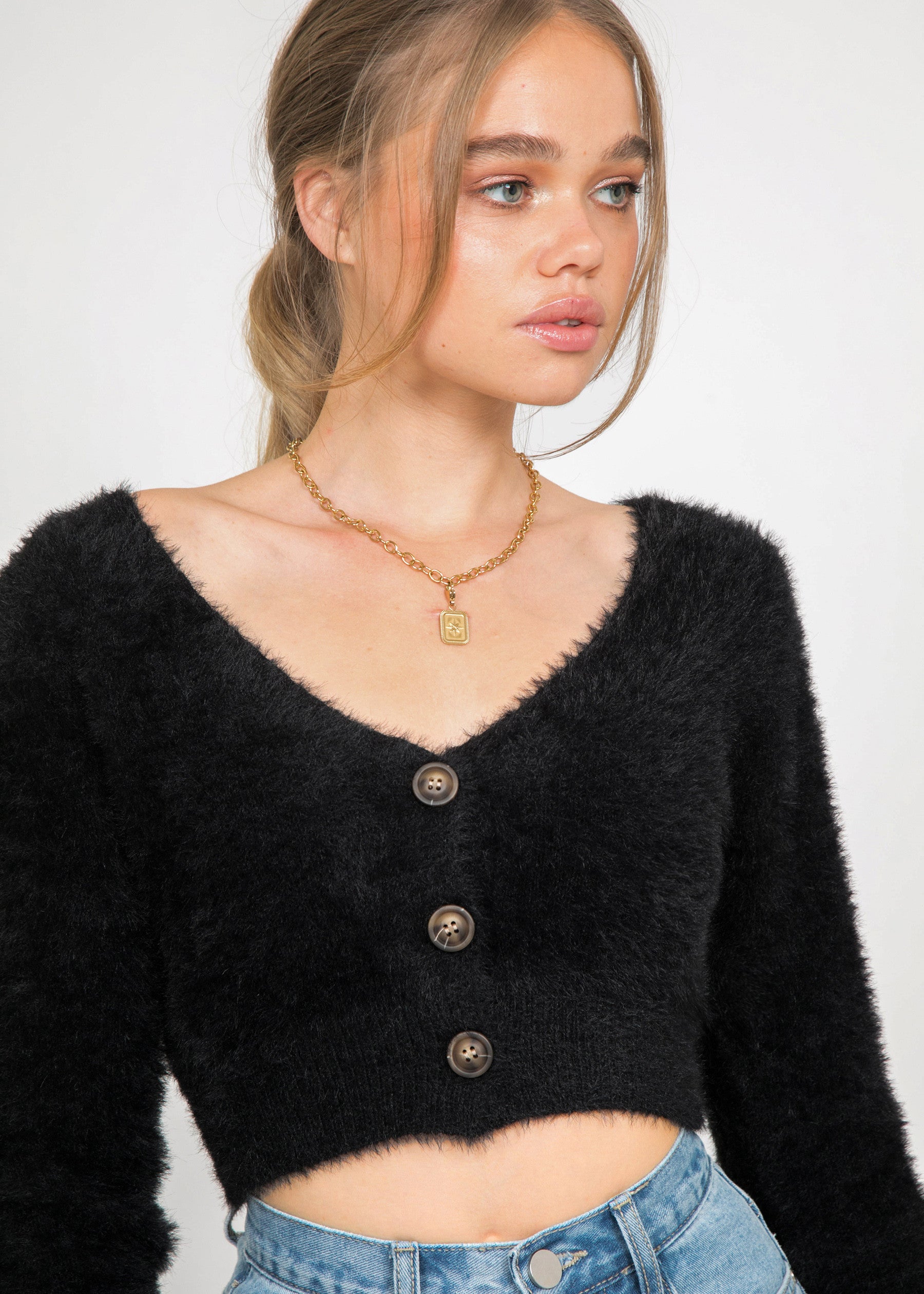 Black cardigan clearance fluffy