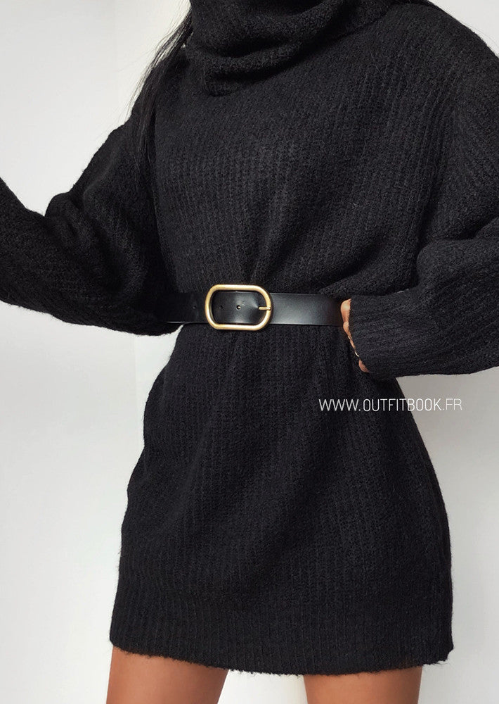 Black belt with gold oval buckle