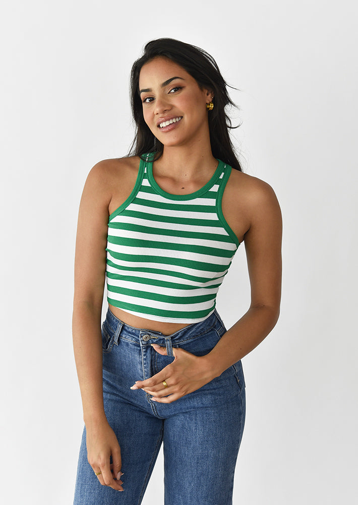 Ribbed striped vest top