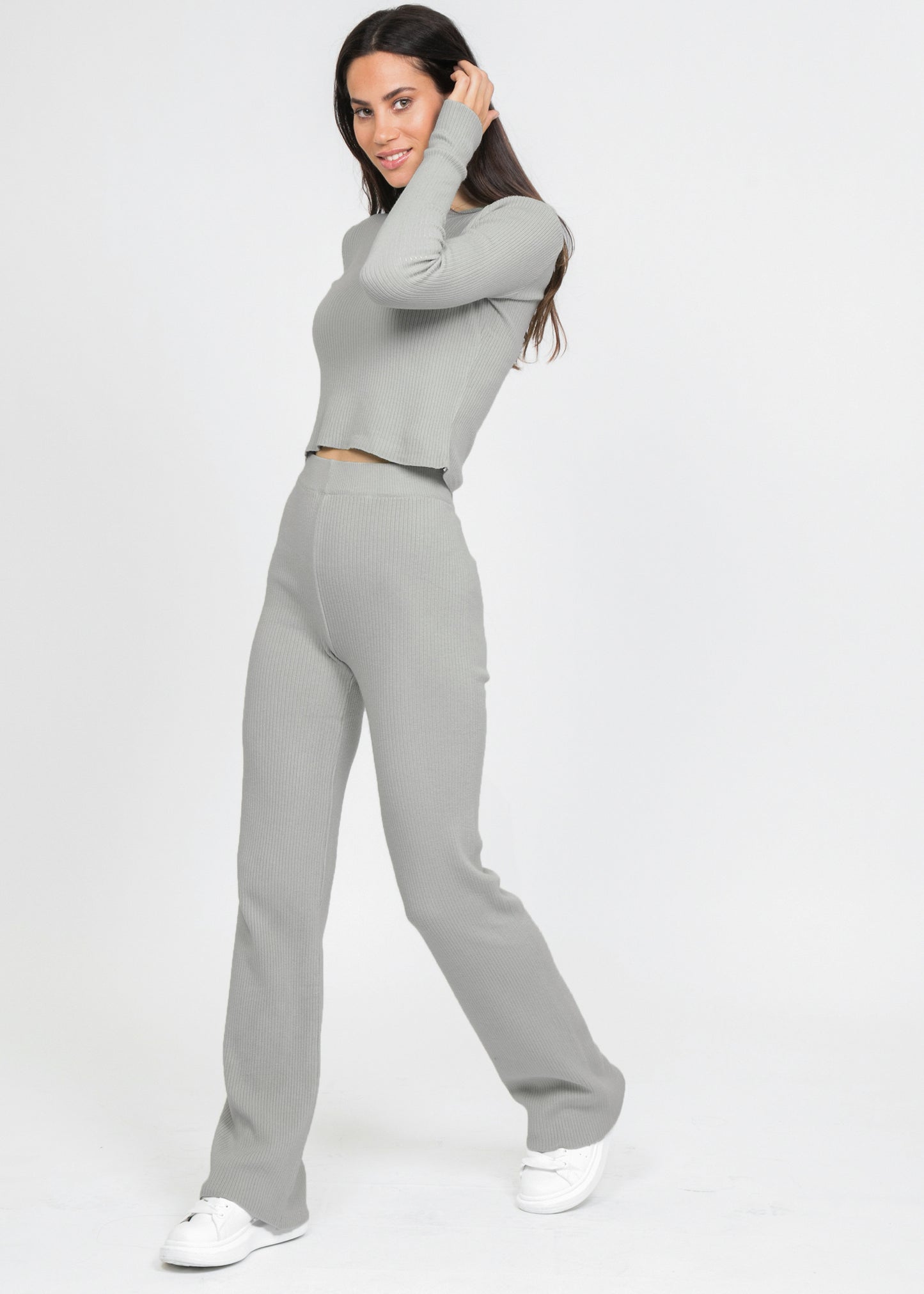 Lounge ribbed co-ord set in grey
