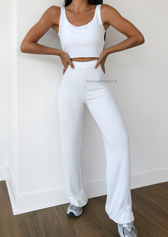 Co-ord set top and trousers in white