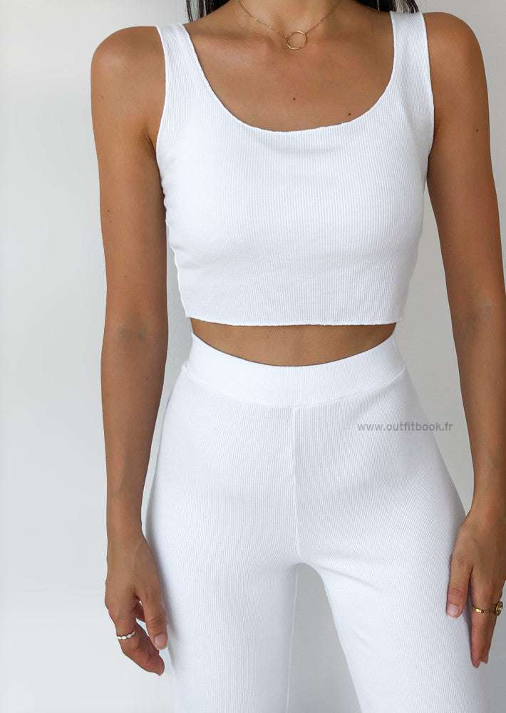 Co-ord set top and trousers in white