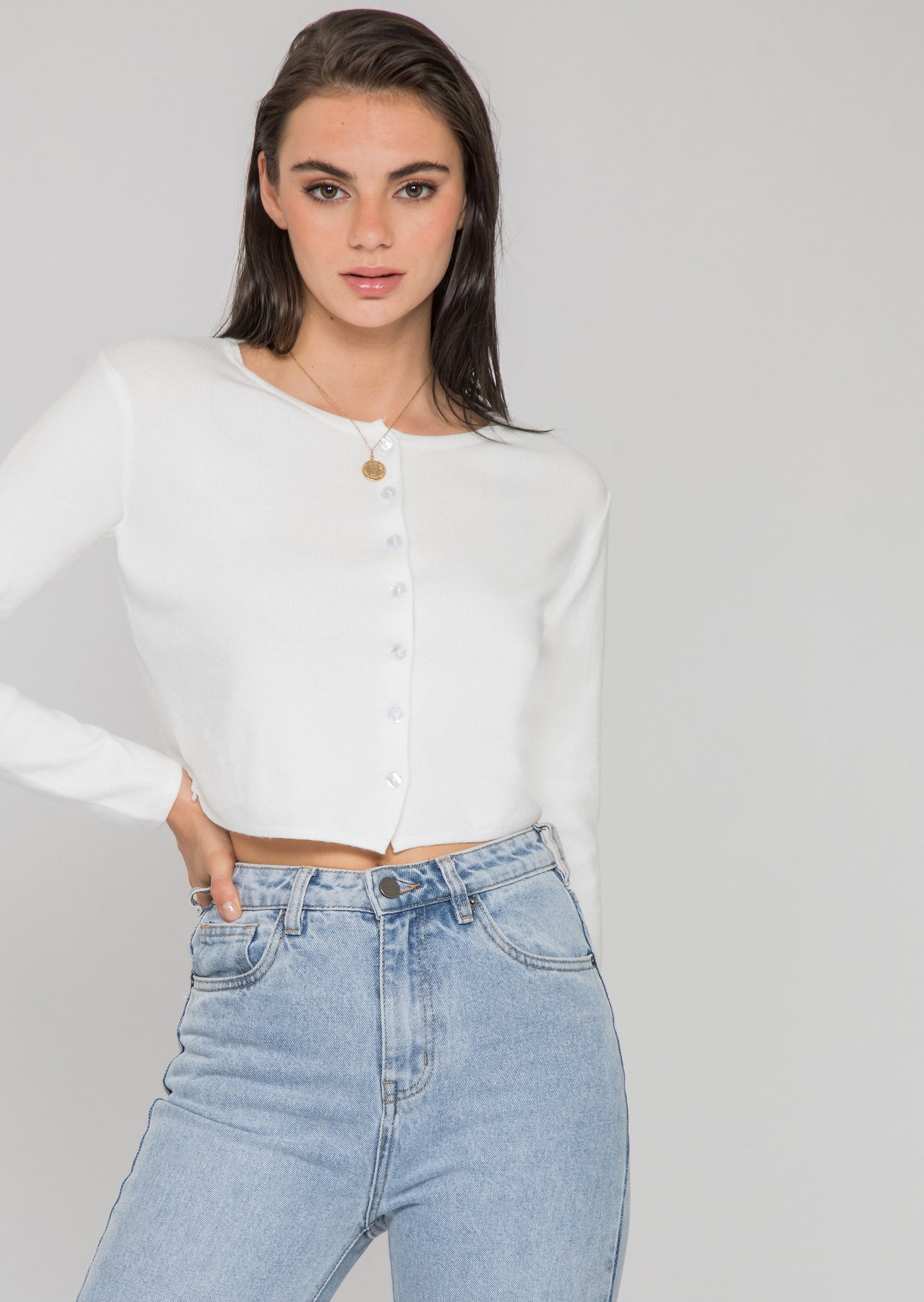 Cropped cardigan in white