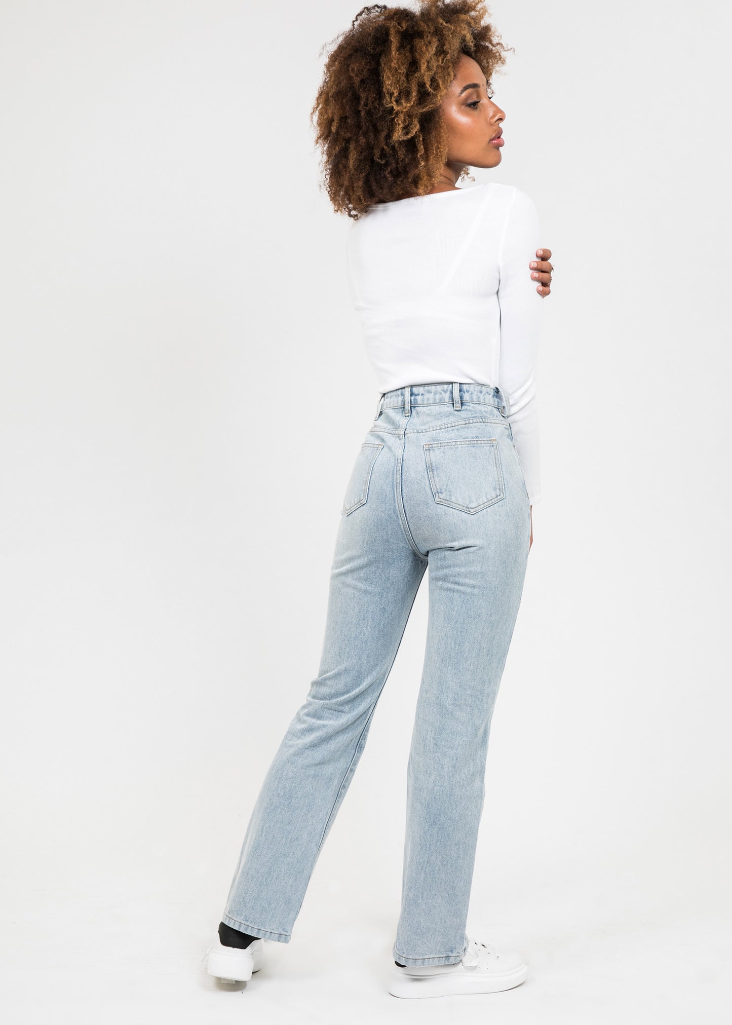 Light blue straight leg jeans