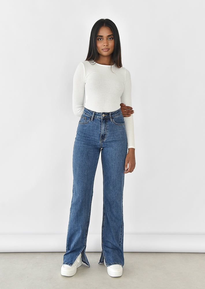 Straight leg split jeans