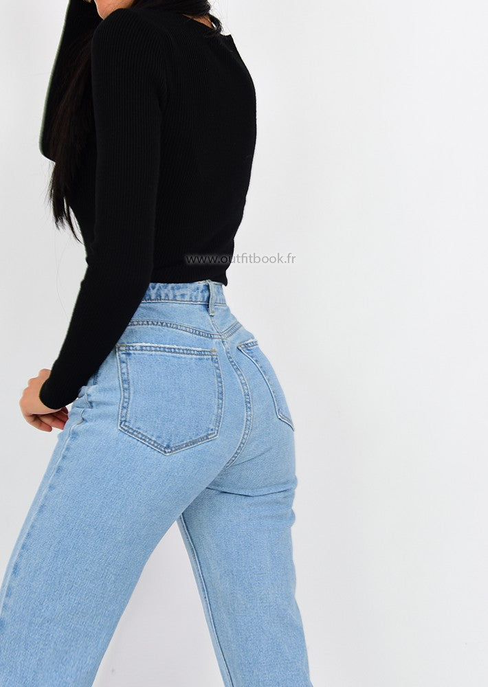 Jean mom fit bleu clair