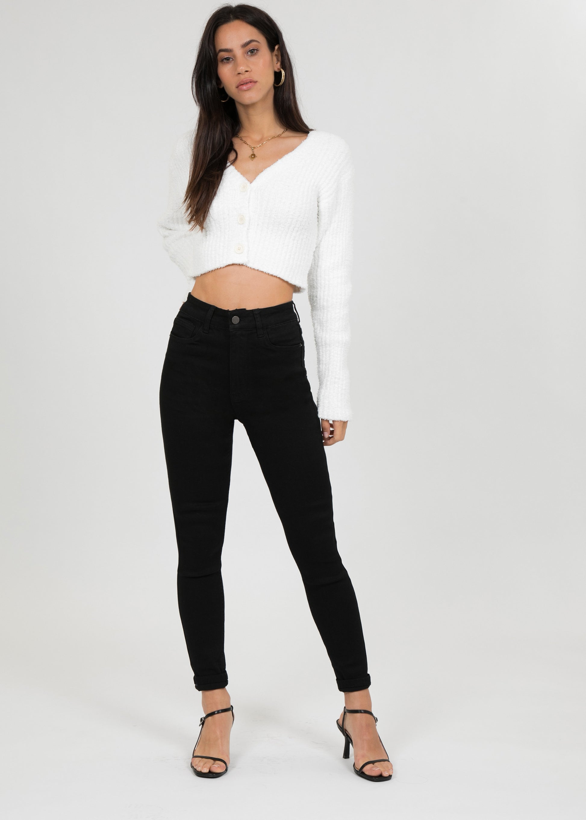 High waist skinny jeans in black - Main Image