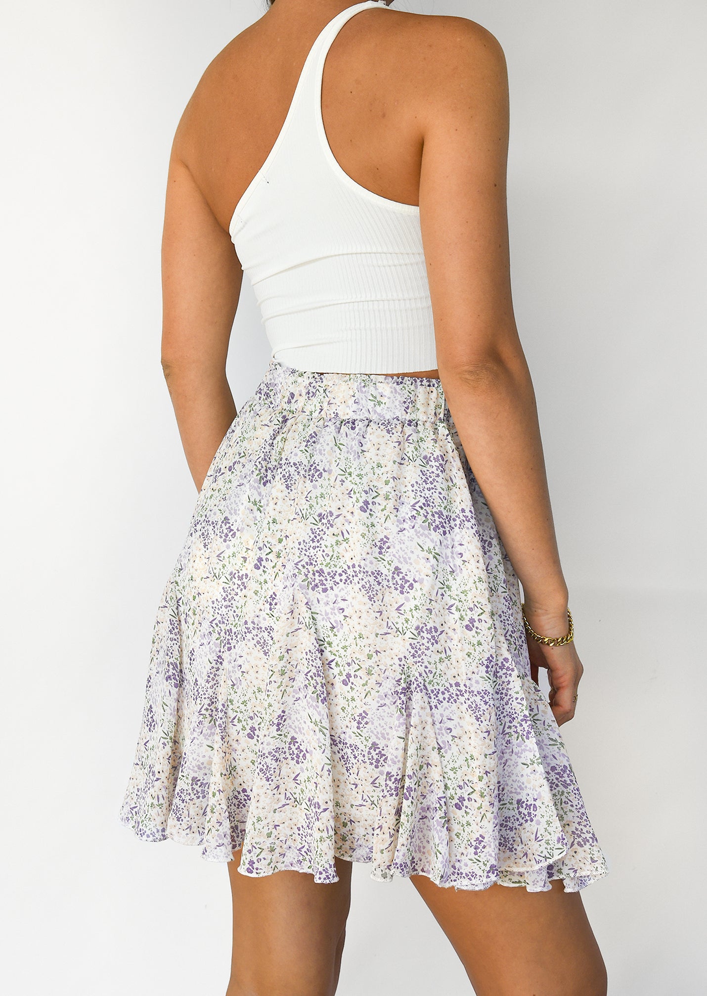 Ruffle floral skirt in lilac