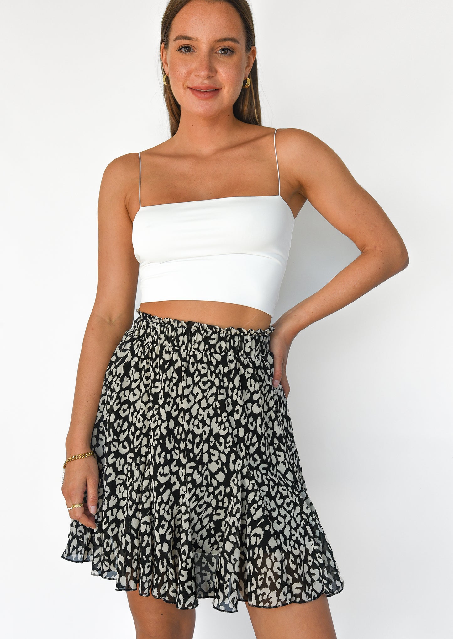 Ruffle skirt in leopard print