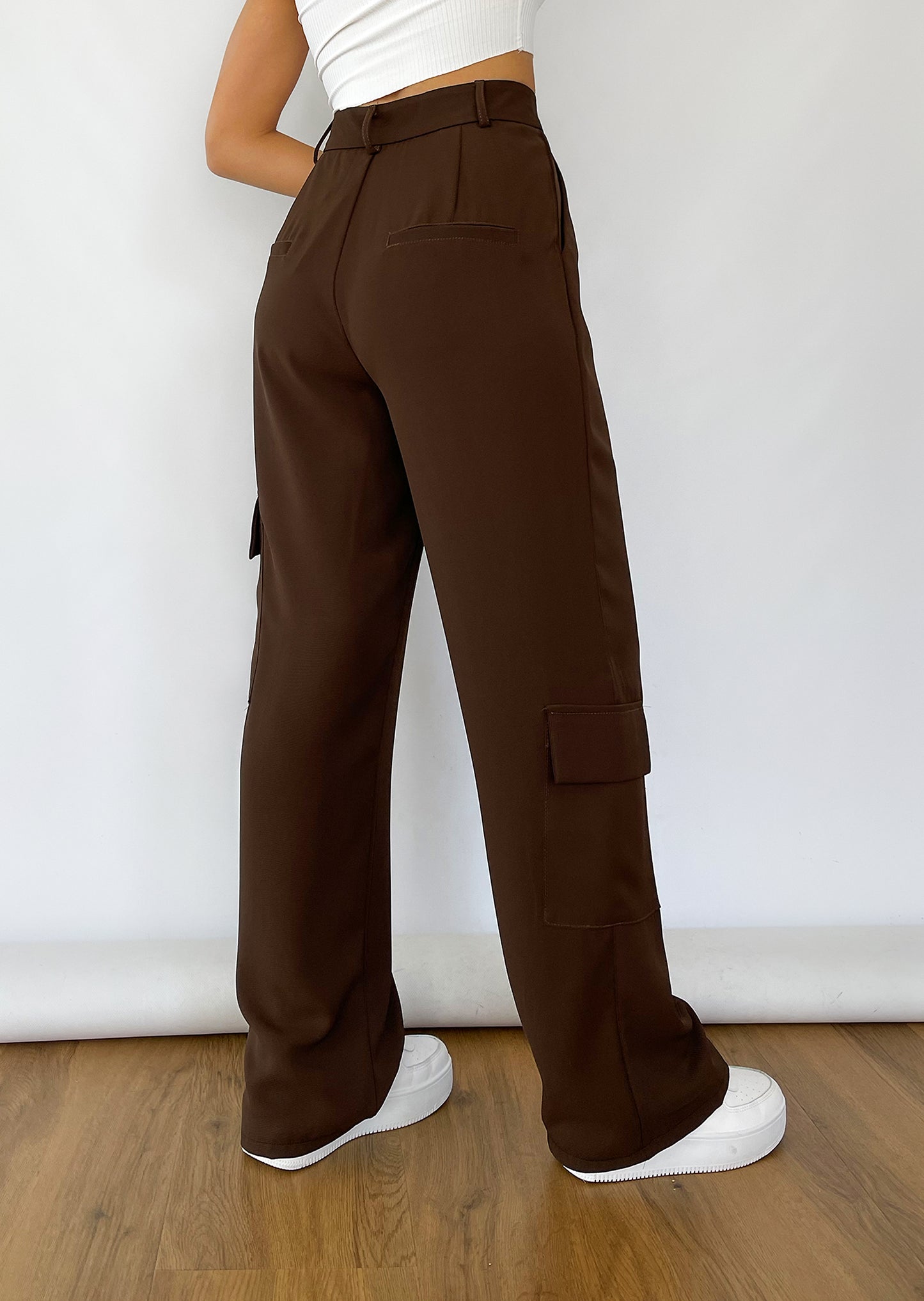 Pantalon cargo large marron