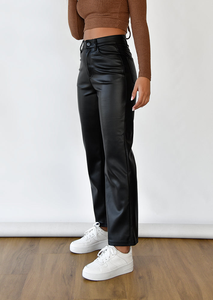 Blank NYC Need You Tonight High Rise Straight Leg Vegan Leather Pant * –  Hand In Pocket