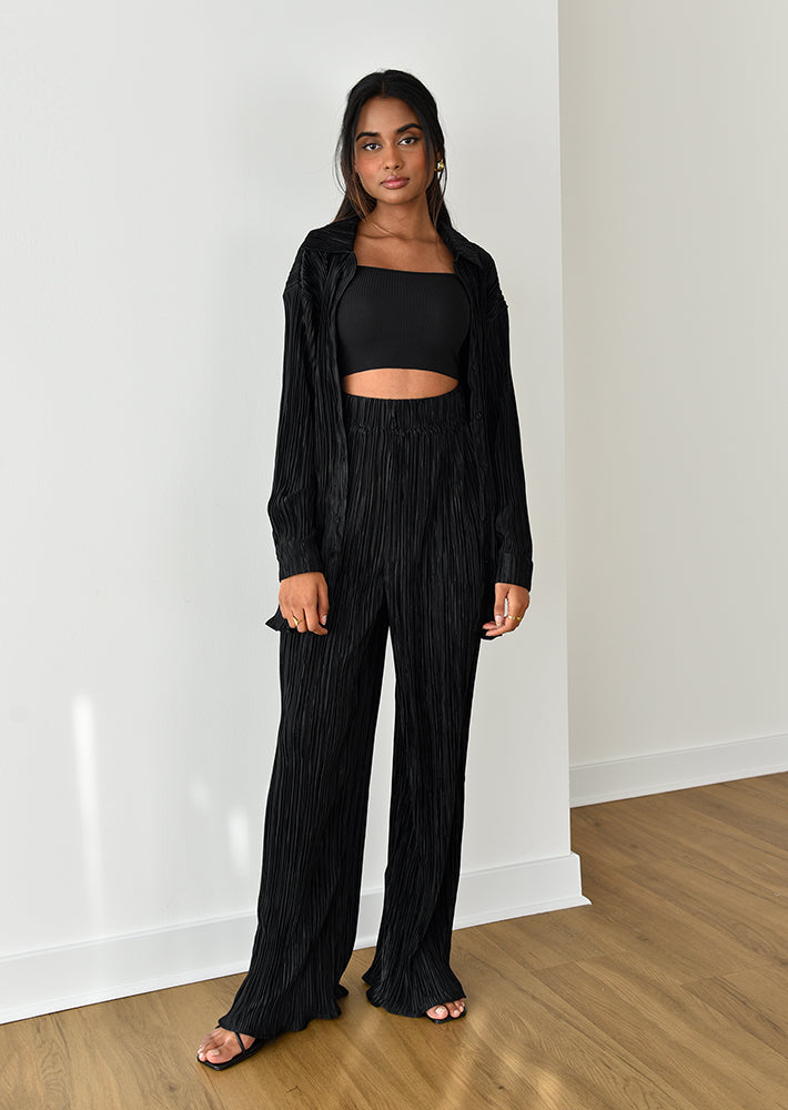 Pantalon en satin plissé