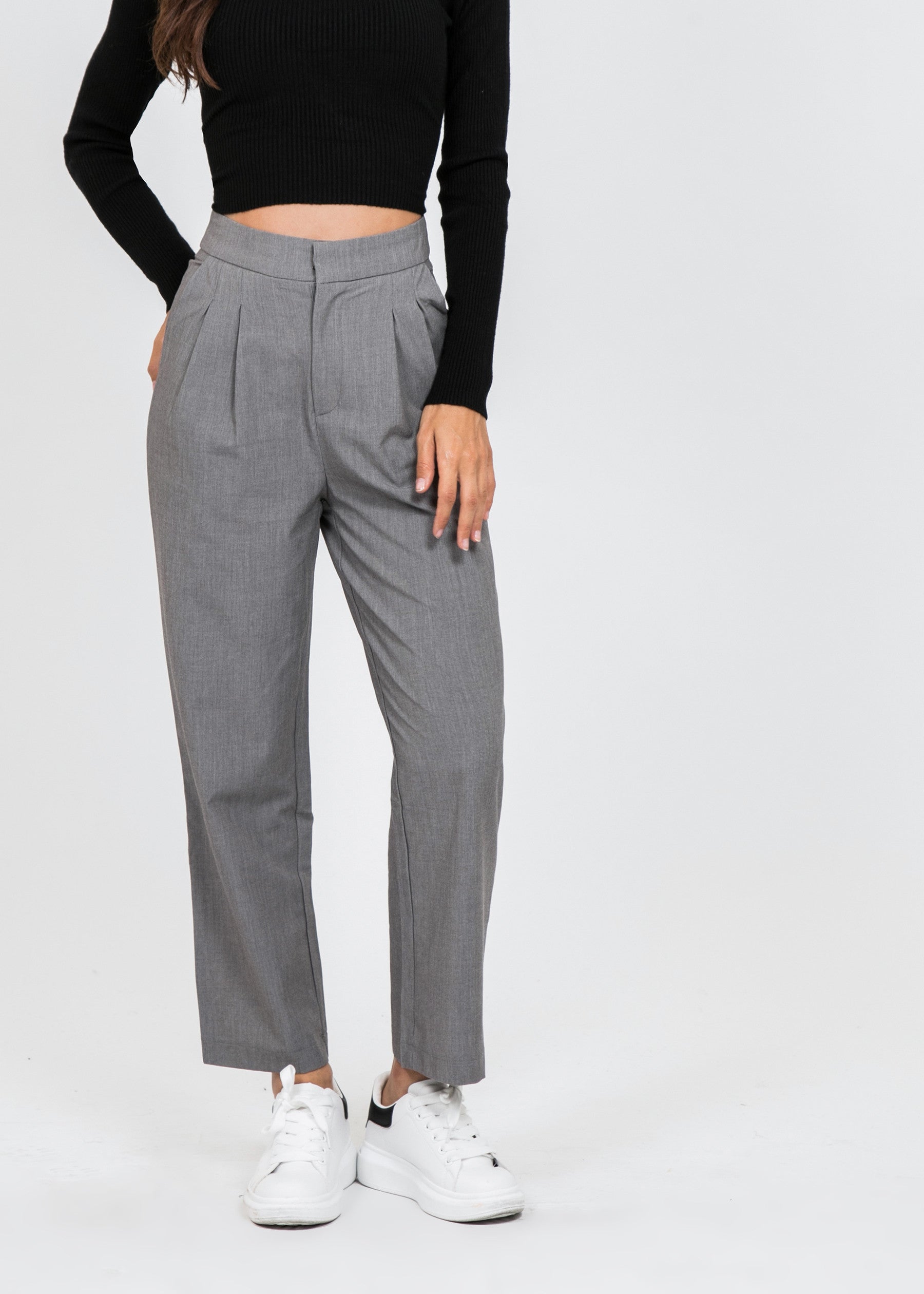 Slim twill trousers - Grey - Ladies | H&M IN