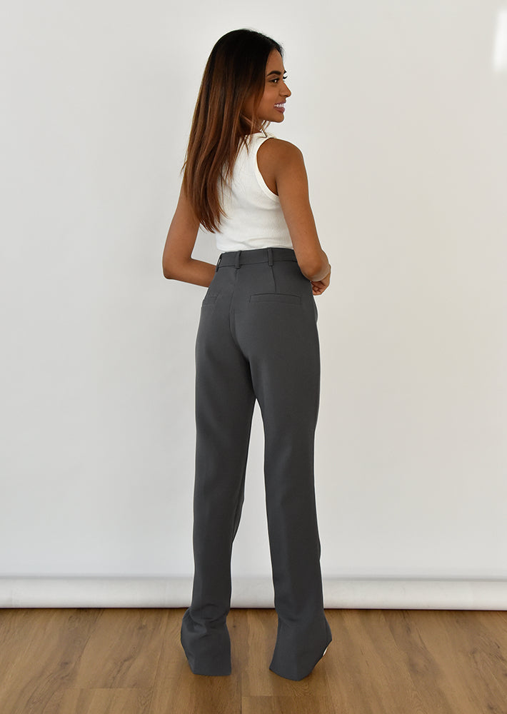 Split side trouser in dark grey