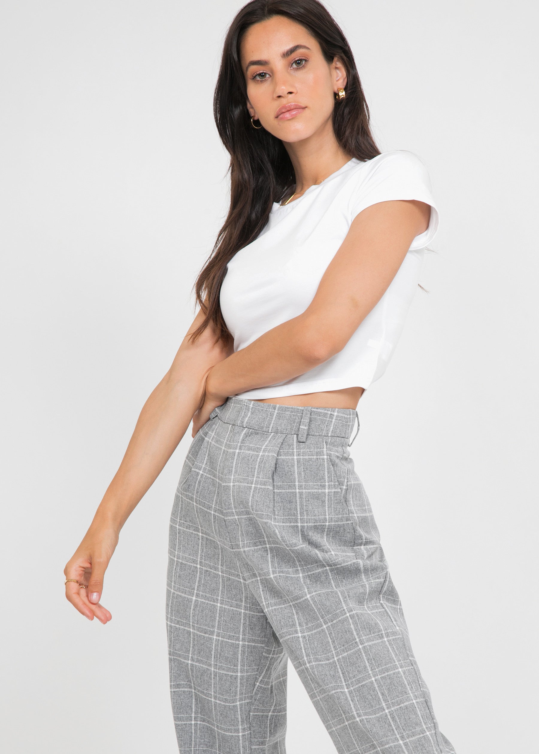Tailored trousers - Grey/Checked - Ladies | H&M IN