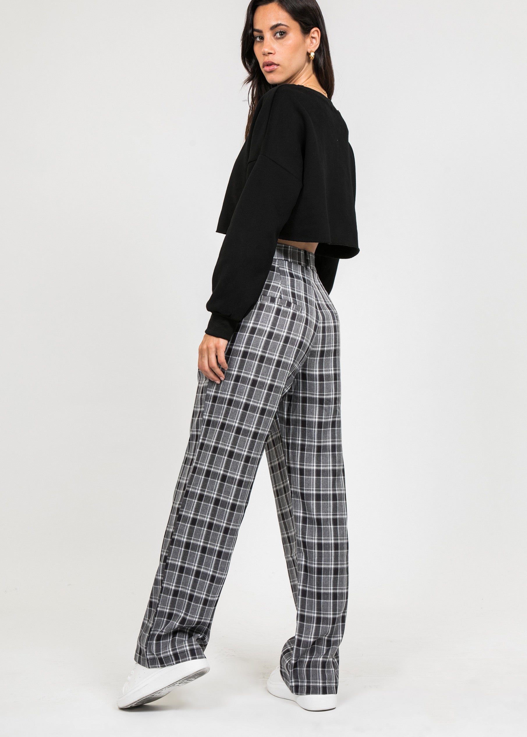 Cotton check trousers | Moschino Official Store