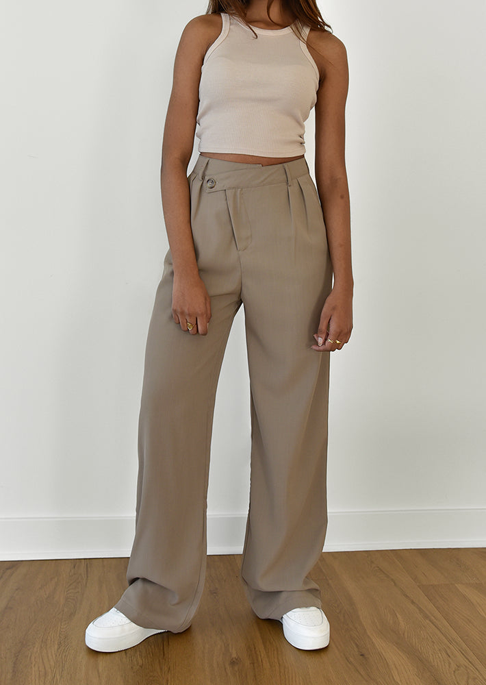 Asymmetric wide leg pants