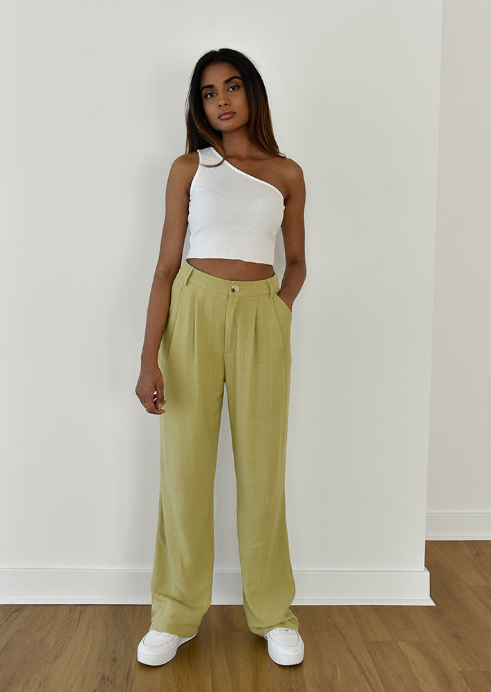 Linen wide leg trouser