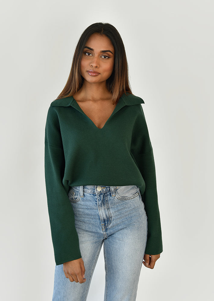 Knit collar jumper