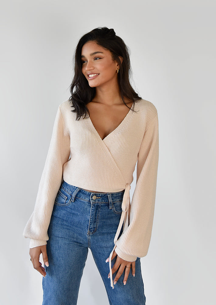 Pull Cache Cache Pull cache coeur à manches ballon beige – Outfitbook.fr